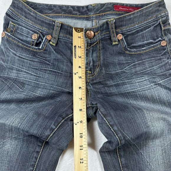 7 For All Mankind Classic Flare Jeans SZ 28 Denim Pants Ladies Dark Wash Stretch - Picture 12 of 14